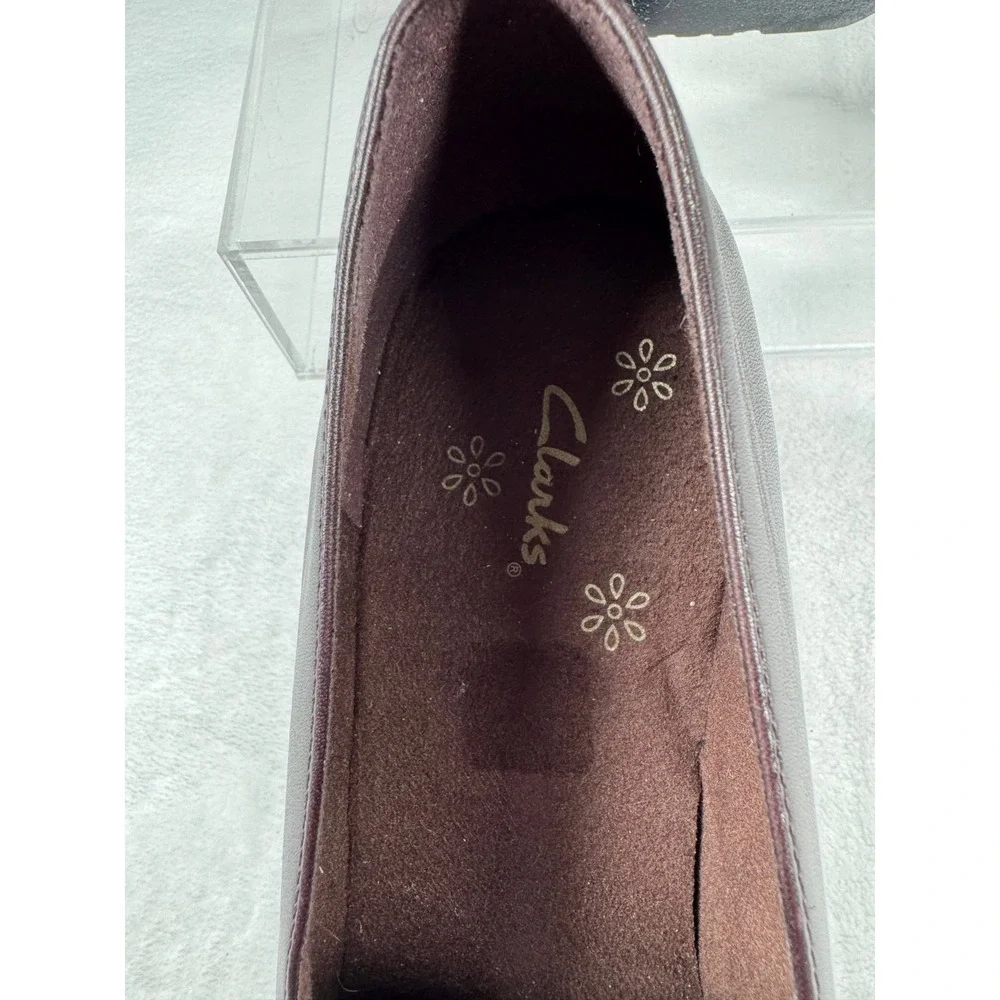Clarks Wedge Heel Clogs Shoes Women's 8.5‎ M Brown Leather Slip On Round Toe